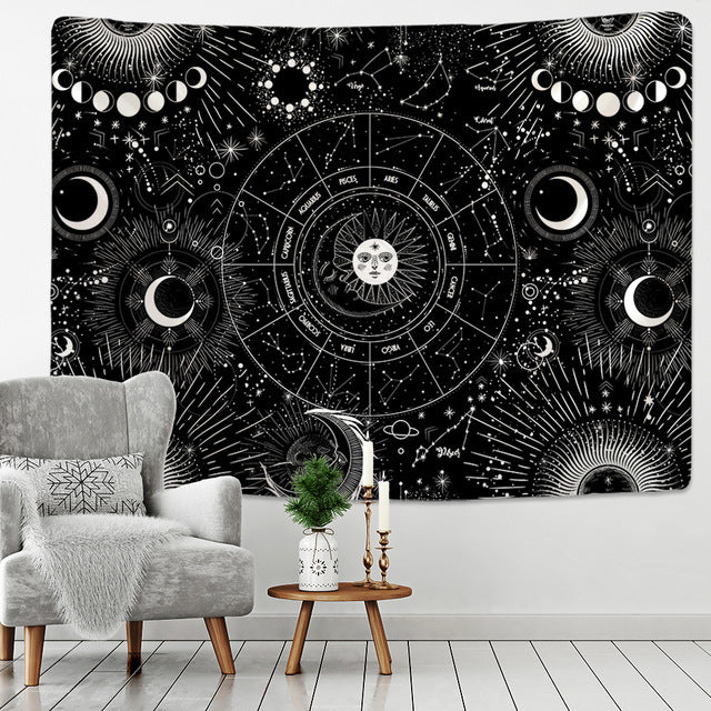 Zodiac tapestry best sale black and white